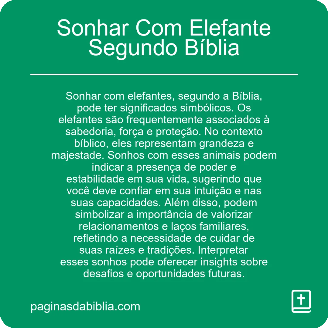 Sonhar Com Elefante Segundo Bíblia