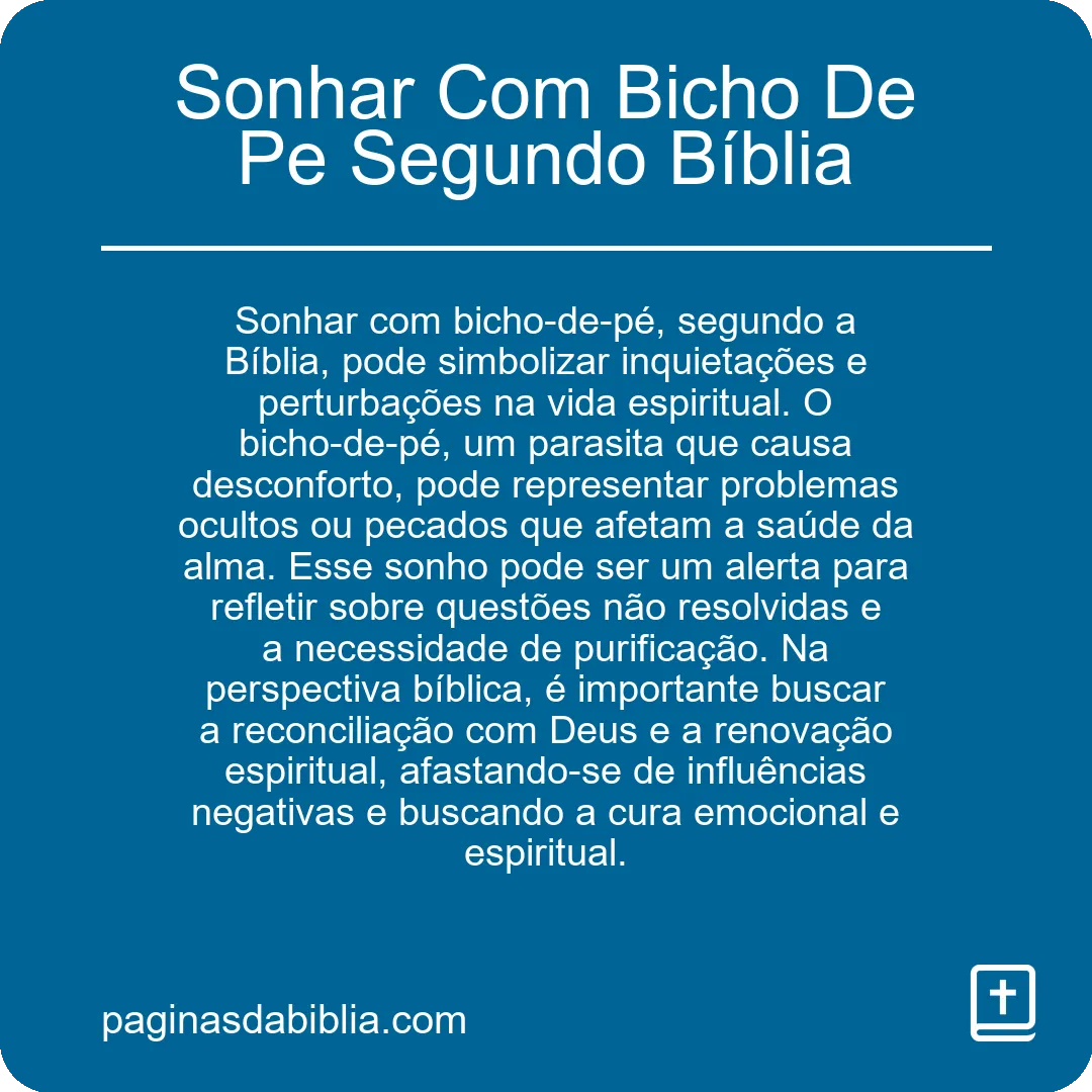 Sonhar Com Bicho De Pe Segundo Bíblia