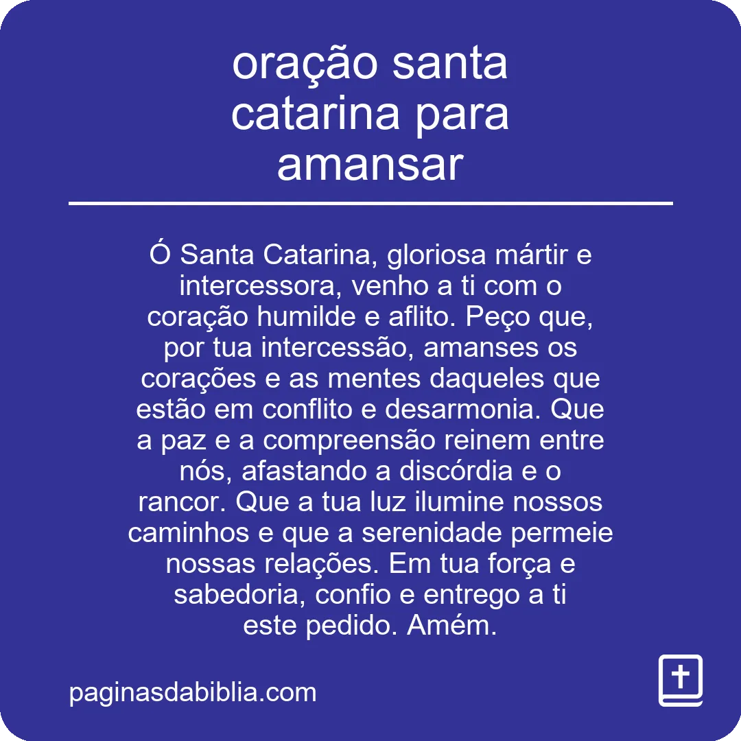 oração santa catarina para amansar