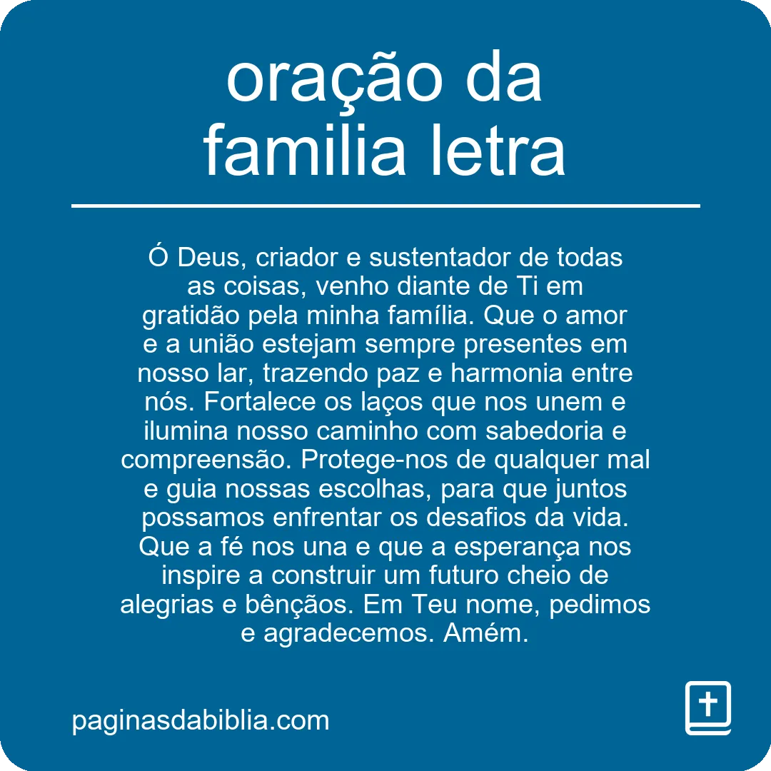 oração da familia letra