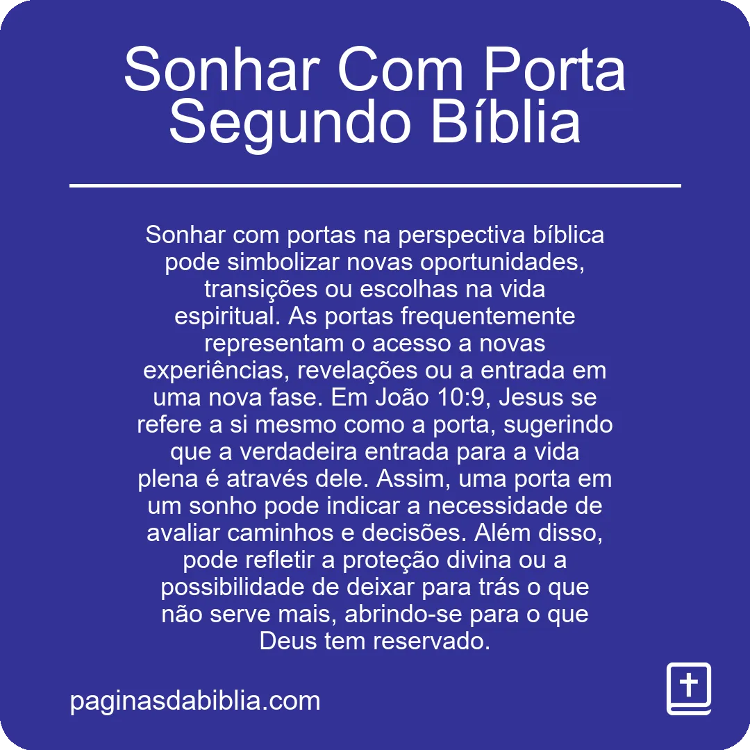 Sonhar Com Porta Segundo Bíblia