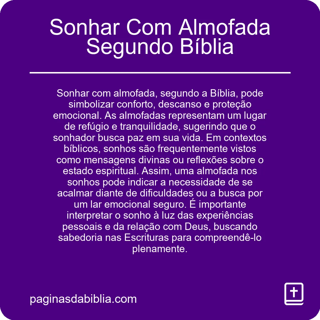 Sonhar Com Almofada Segundo Bíblia