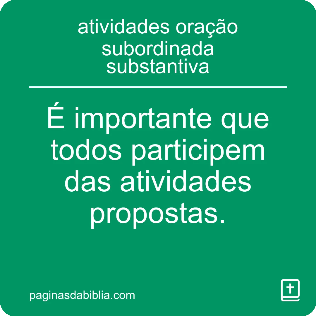 atividades oração subordinada substantiva