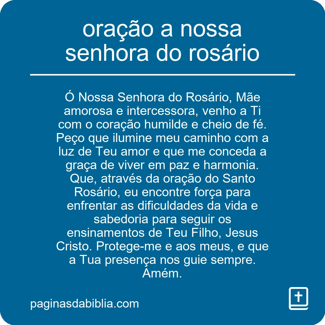 oração a nossa senhora do rosário