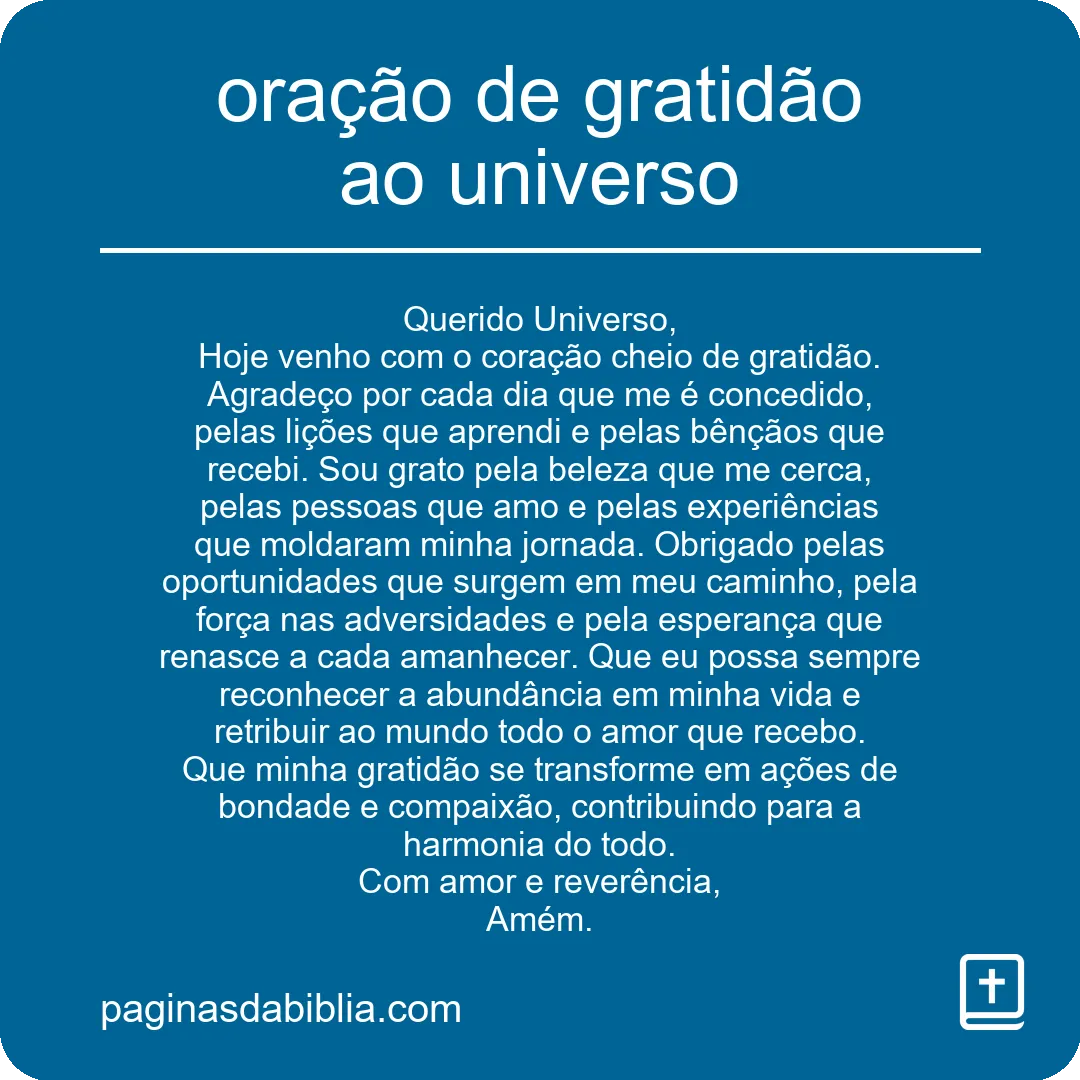 oração de gratidão ao universo