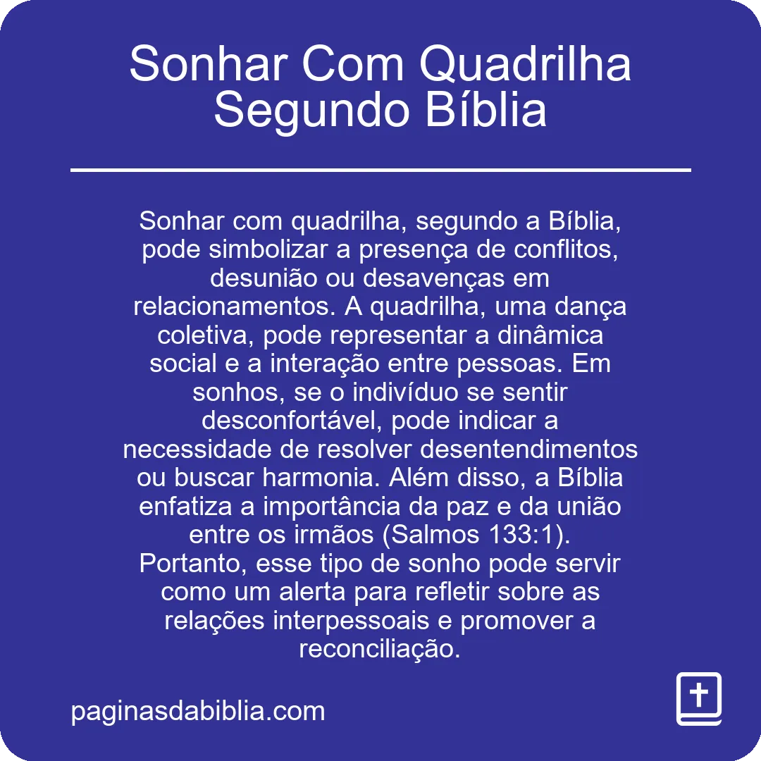 Sonhar Com Quadrilha Segundo Bíblia