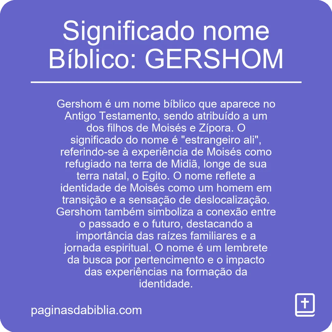 Significado nome Bíblico: GERSHOM