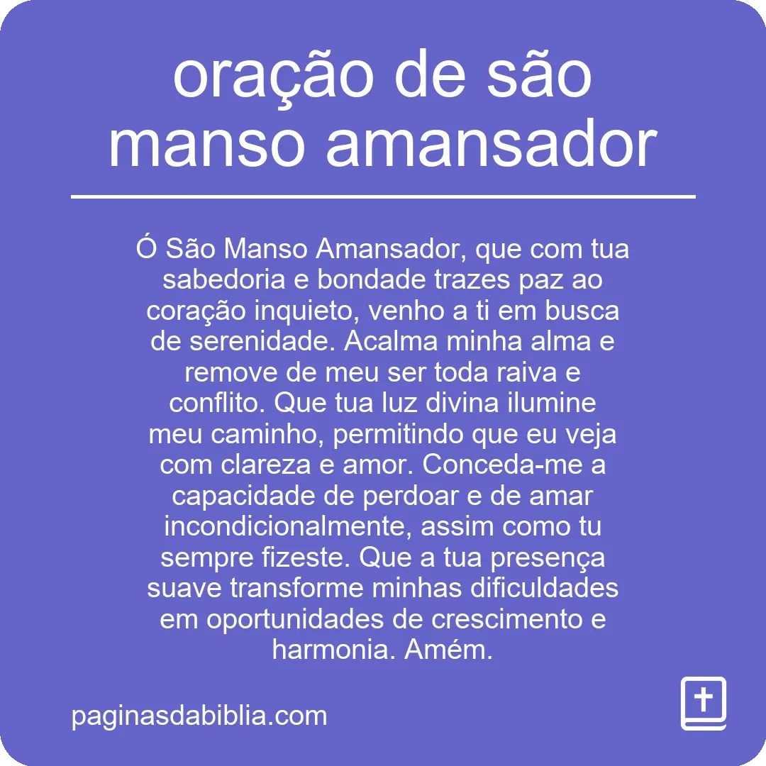 oração de são manso amansador