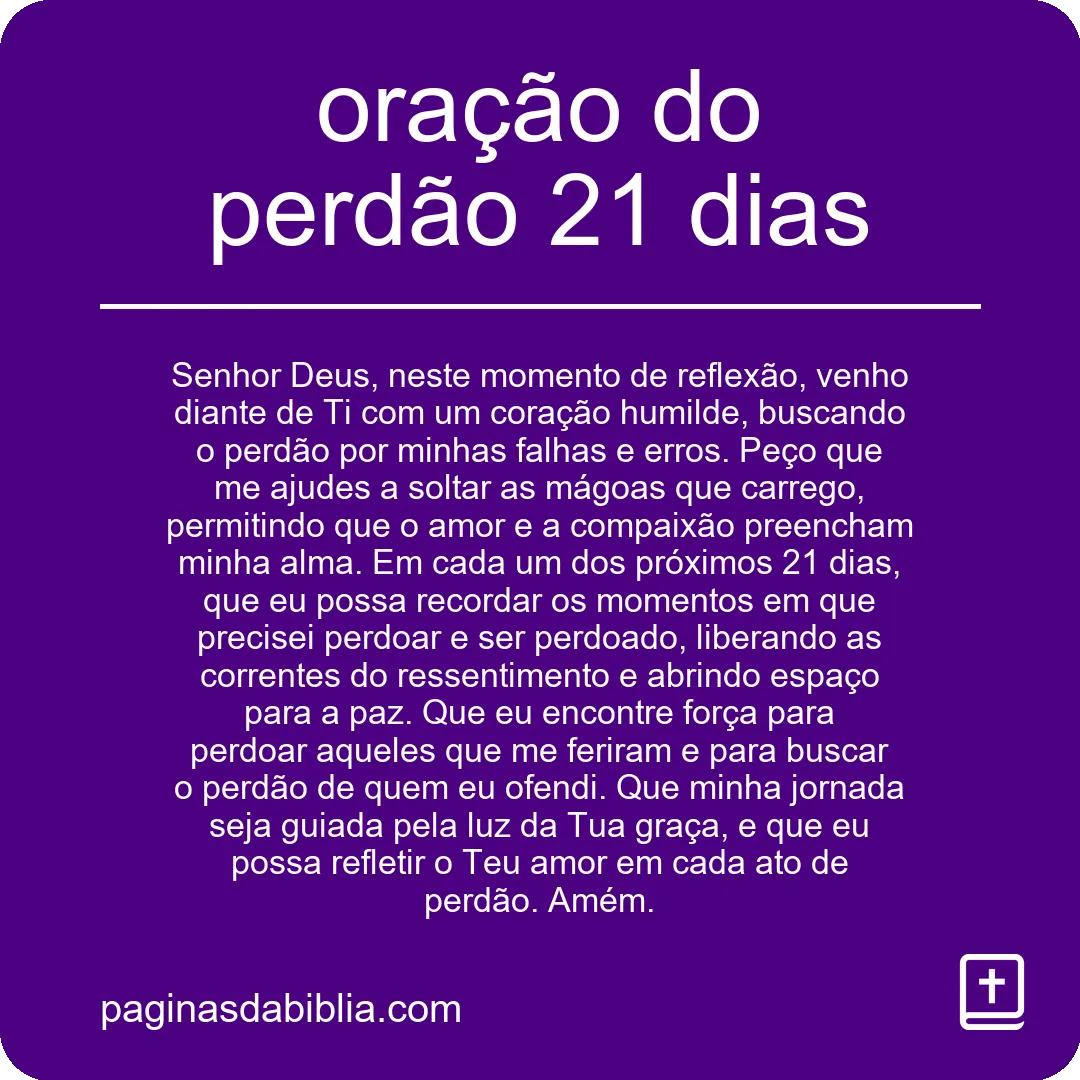 oração do perdão 21 dias