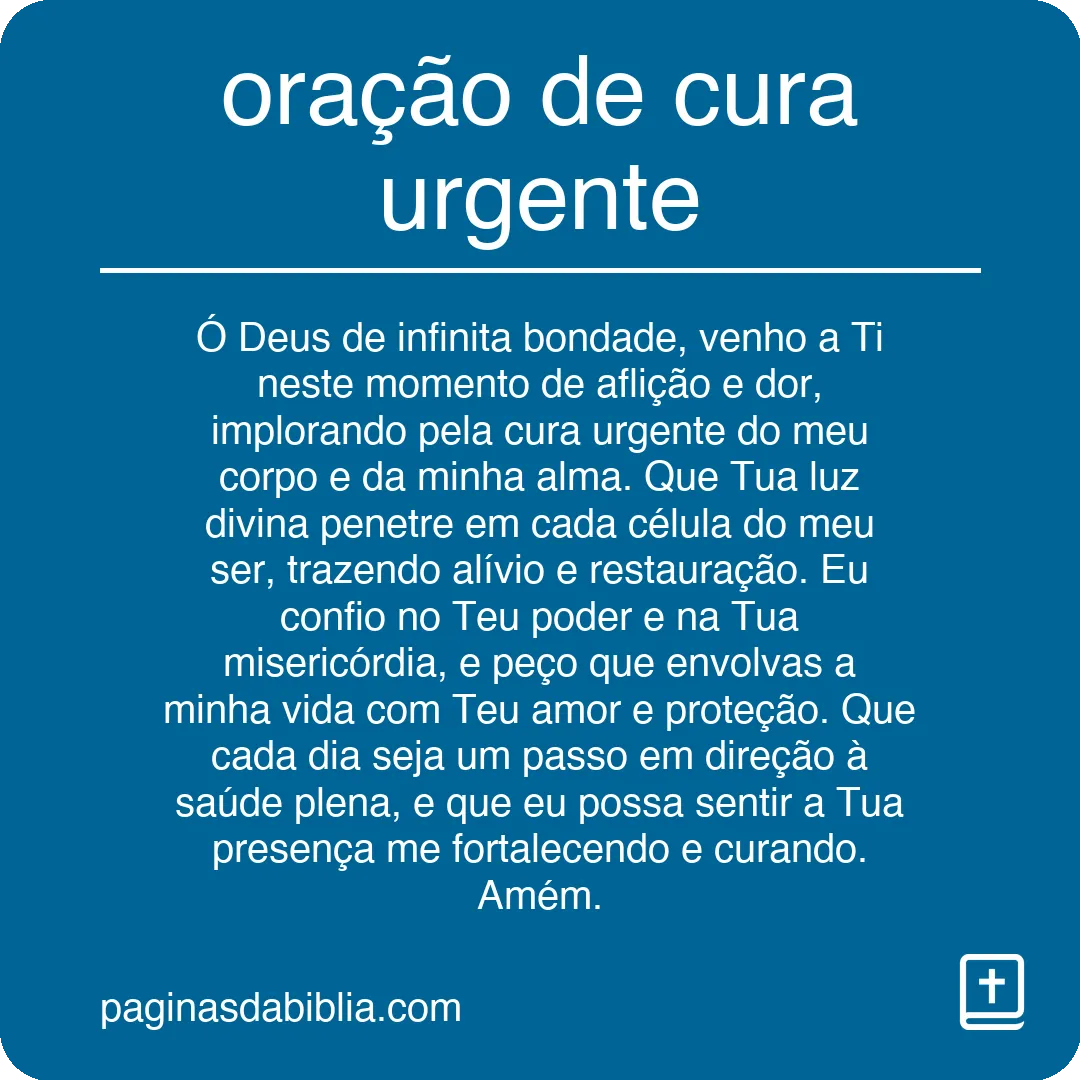 oração de cura urgente