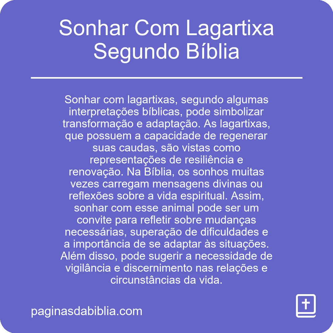 Sonhar Com Lagartixa Segundo Bíblia