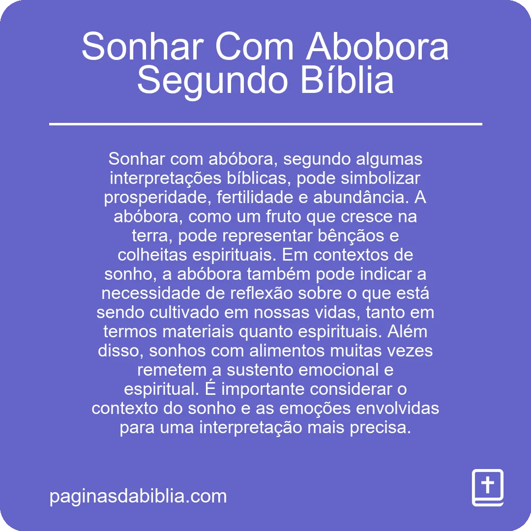 Sonhar Com Abobora Segundo Bíblia