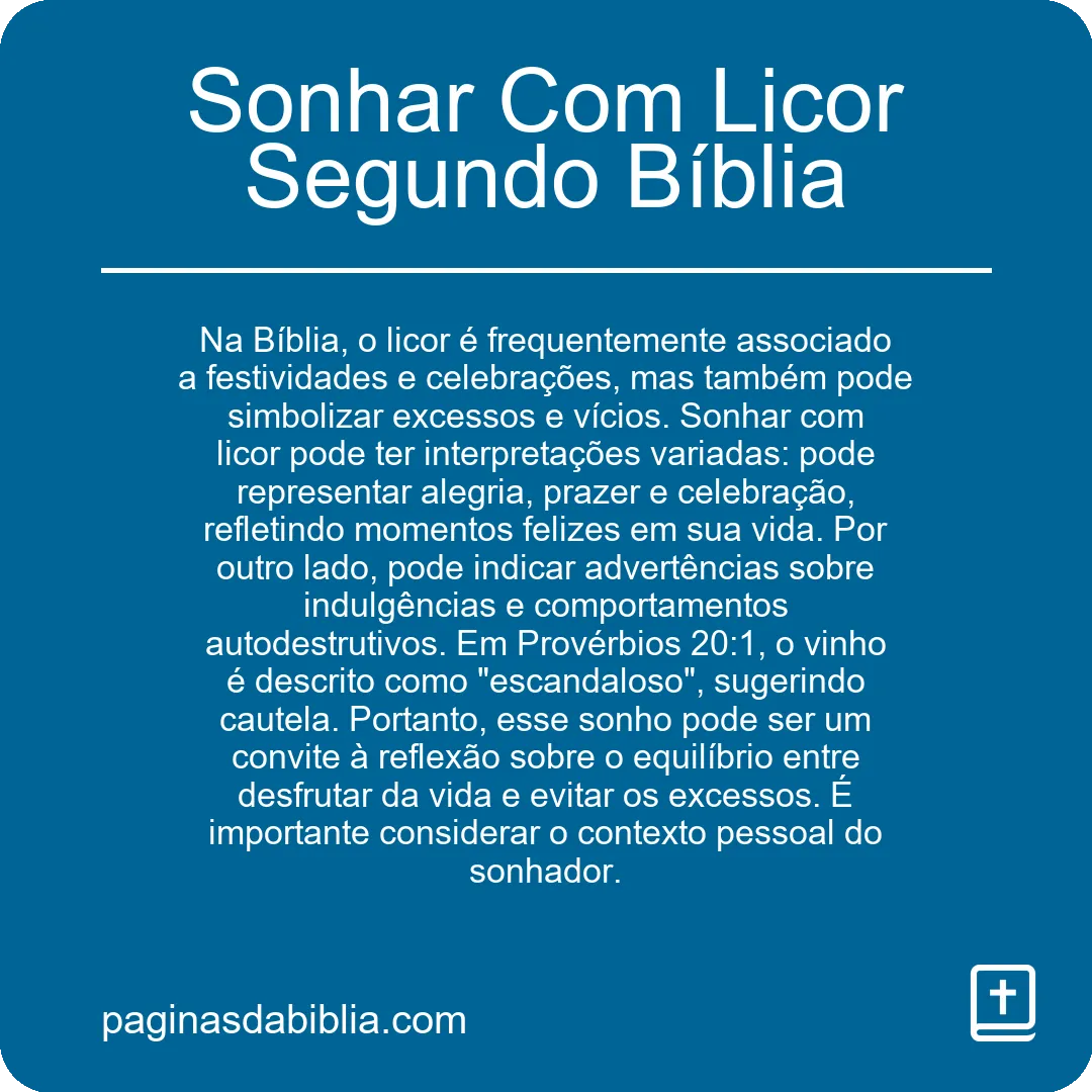 Sonhar Com Licor Segundo Bíblia