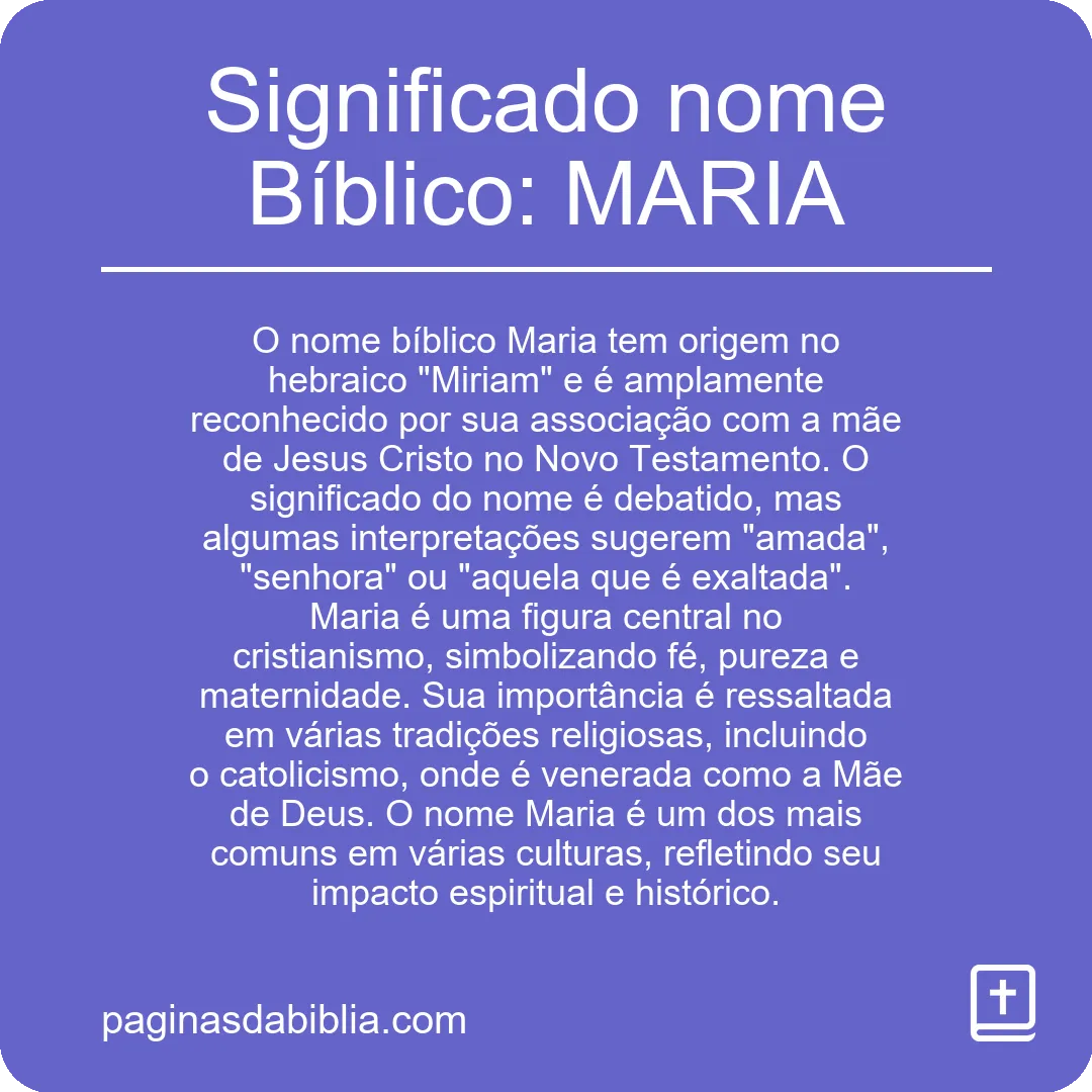 Significado nome Bíblico: MARIA