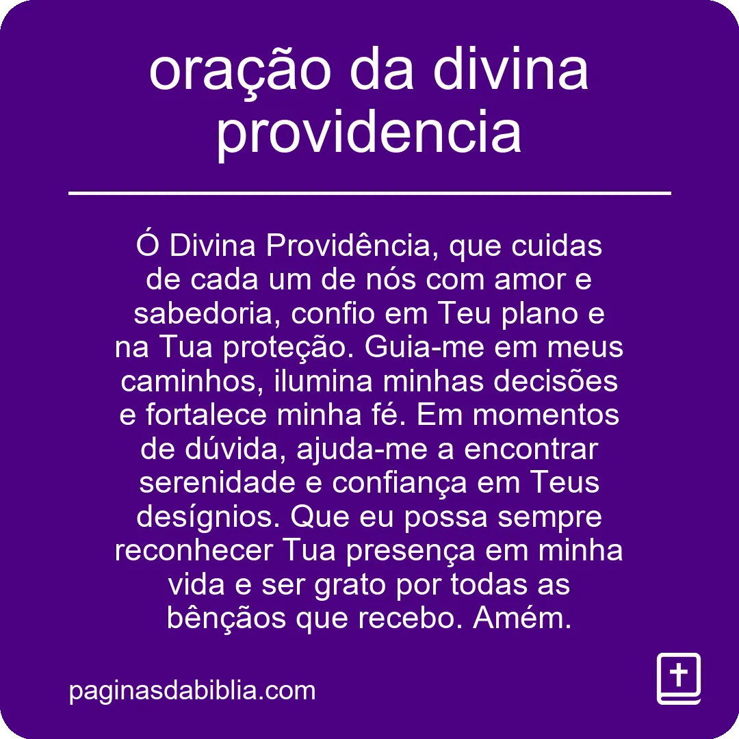 oração da divina providencia