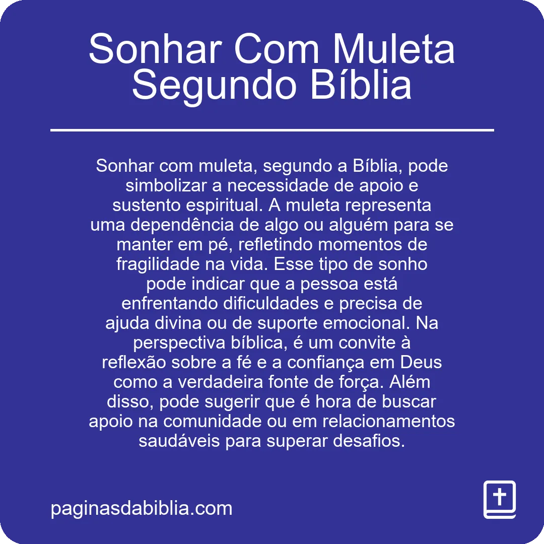 Sonhar Com Muleta Segundo Bíblia