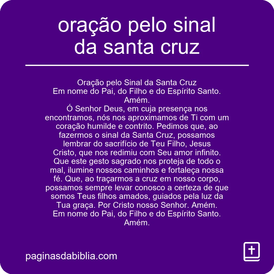 oração pelo sinal da santa cruz