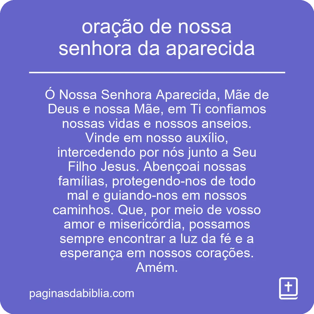 oração de nossa senhora da aparecida