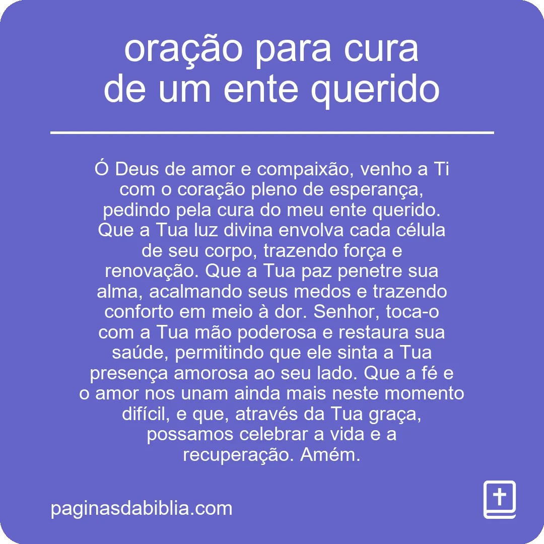 oração para cura de um ente querido