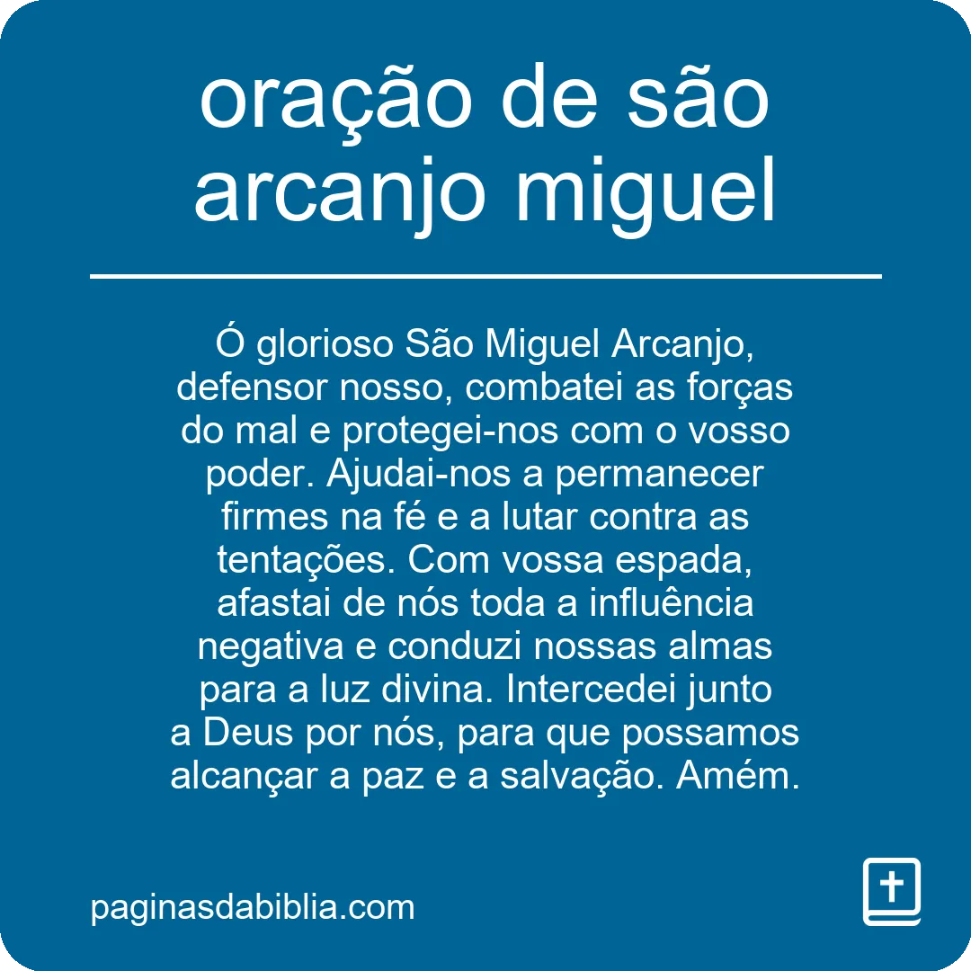 oração de são arcanjo miguel