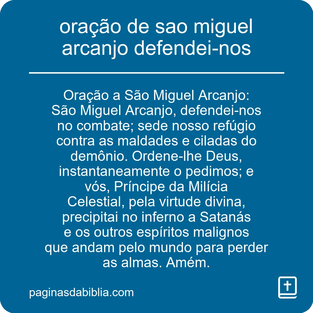 oração de sao miguel arcanjo defendei-nos