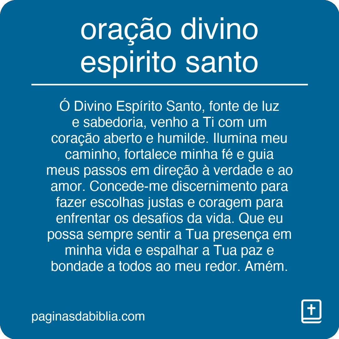 oração divino espirito santo