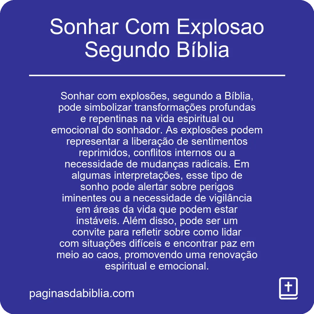 Sonhar Com Explosao Segundo Bíblia