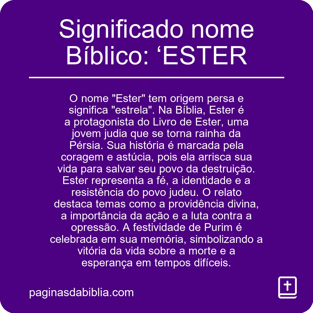 Significado nome Bíblico: ‘ESTER