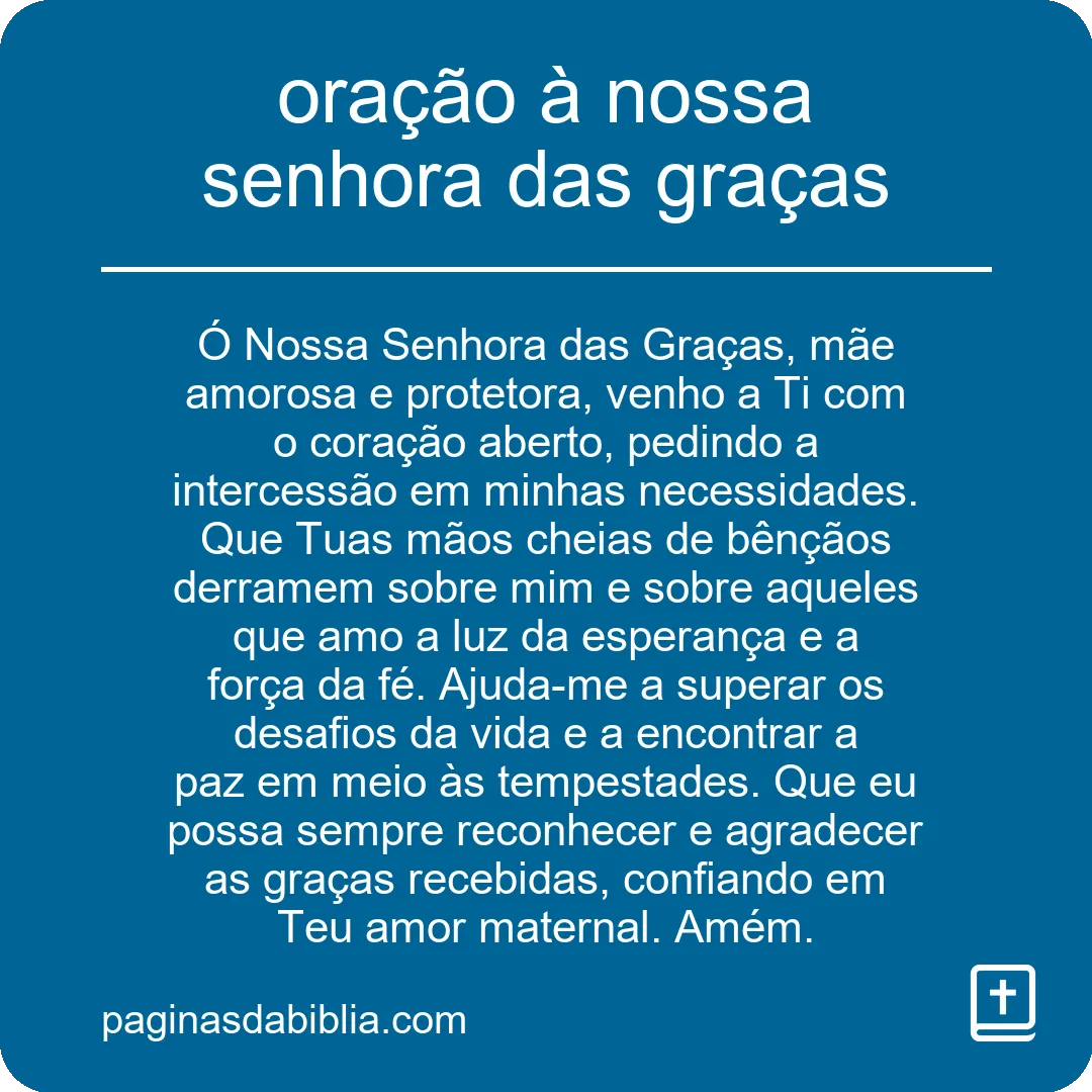 oração à nossa senhora das graças