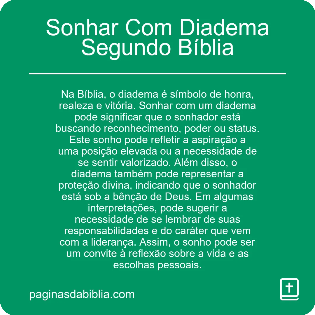 Sonhar Com Diadema Segundo Bíblia