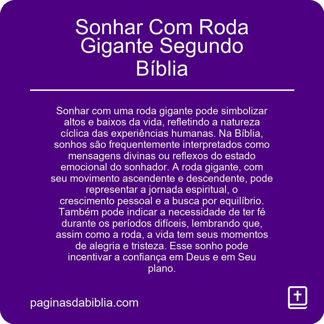 Sonhar Com Roda Gigante Segundo Bíblia