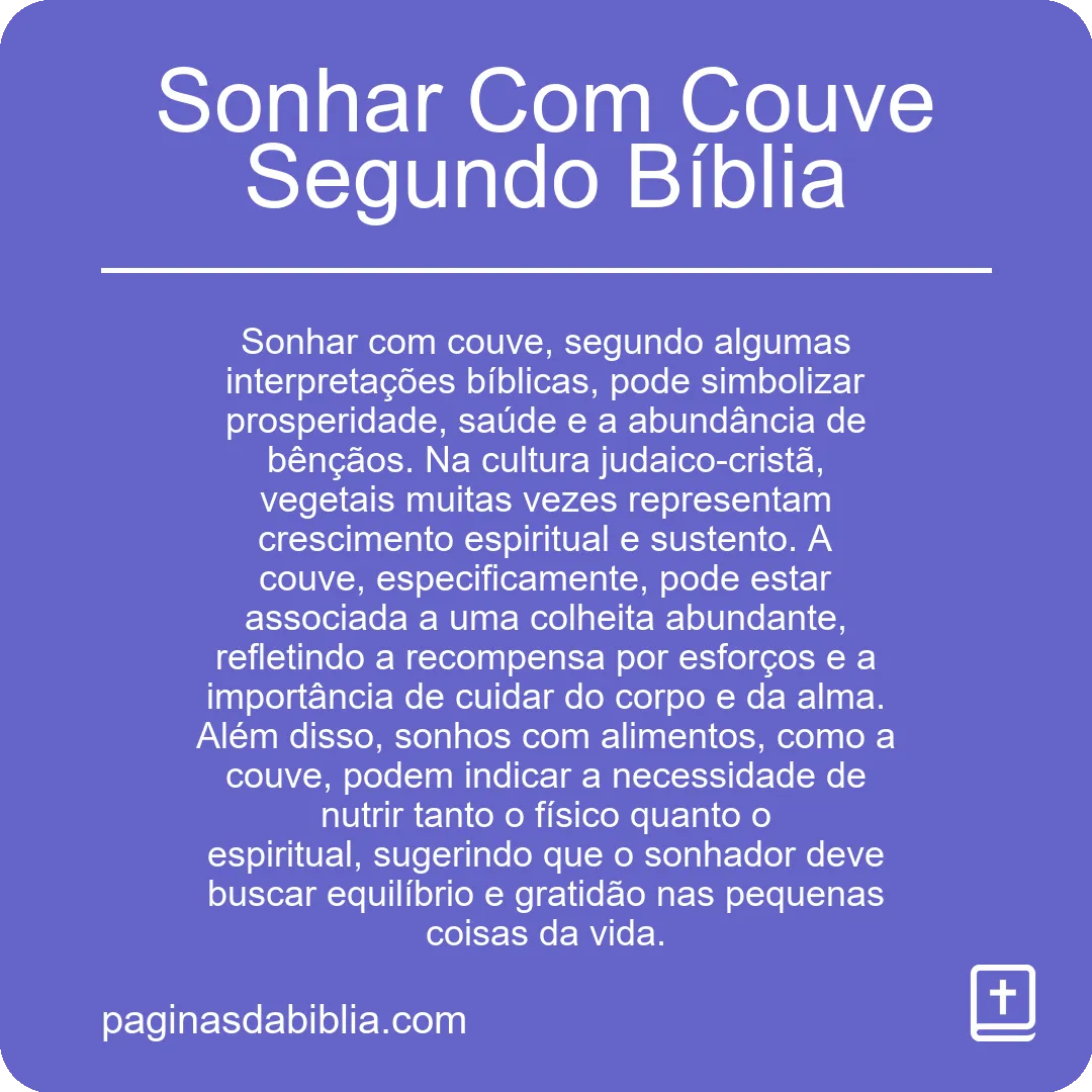 Sonhar Com Couve Segundo Bíblia