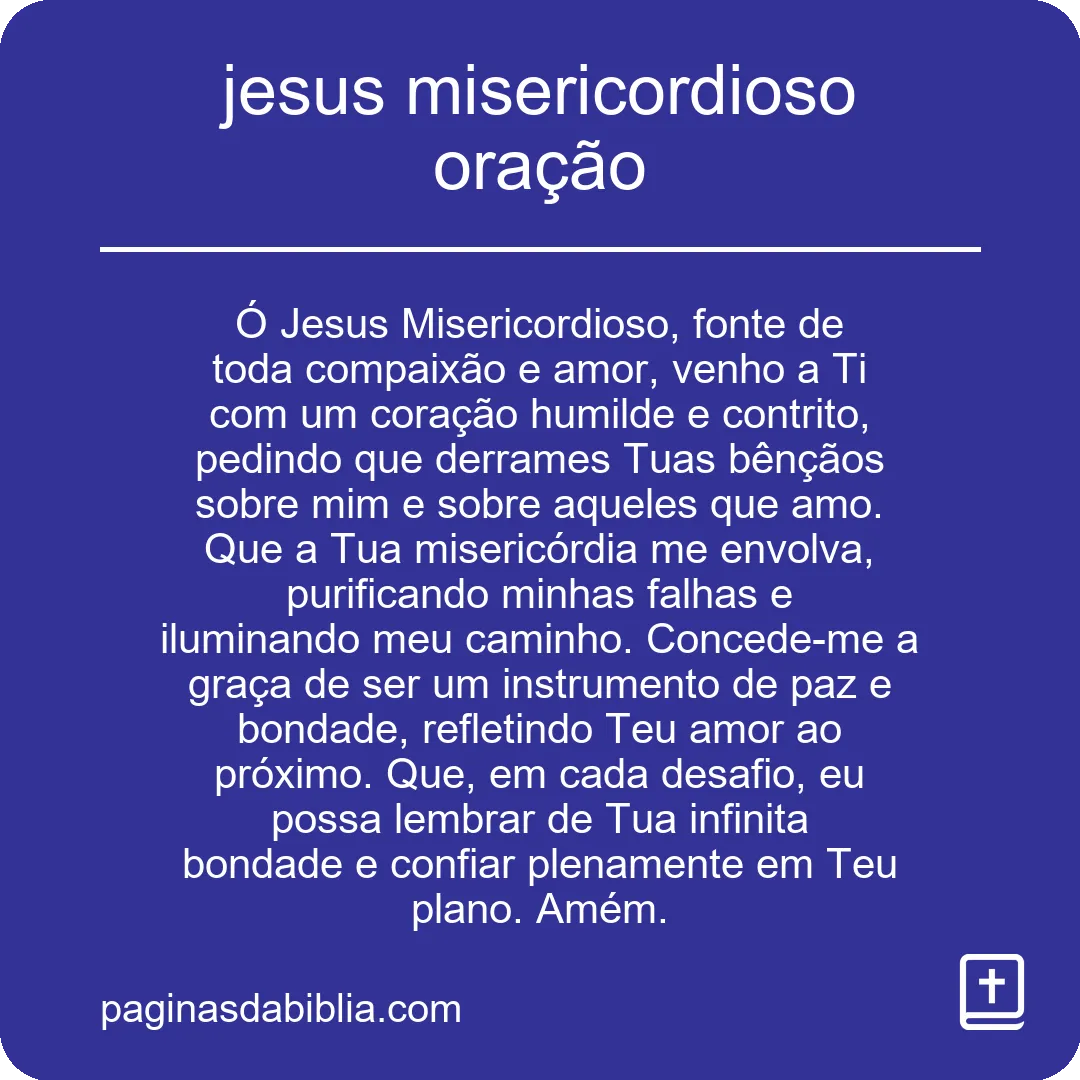 jesus misericordioso oração