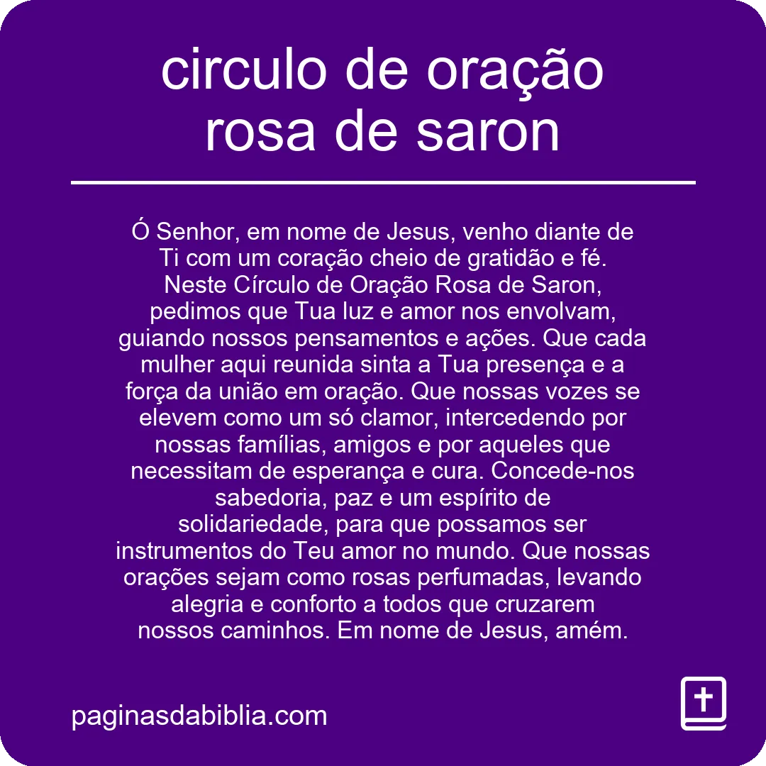 circulo de oração rosa de saron