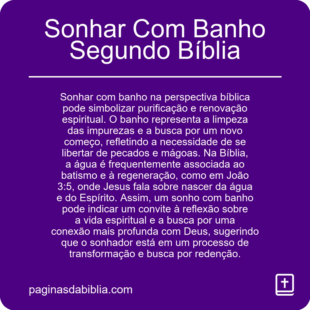 Sonhar Com Banho Segundo Bíblia