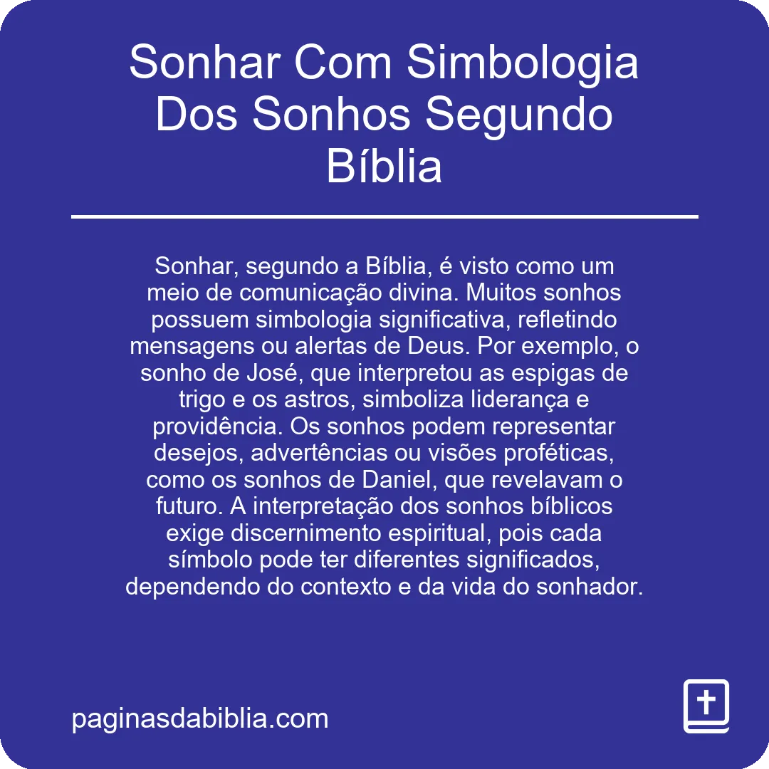 Sonhar Com Simbologia Dos Sonhos Segundo Bíblia