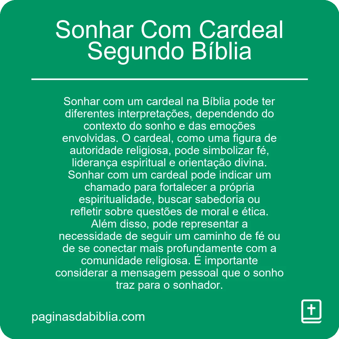 Sonhar Com Cardeal Segundo Bíblia