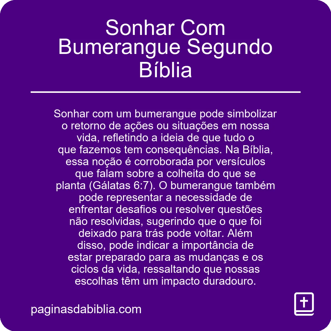 Sonhar Com Bumerangue Segundo Bíblia