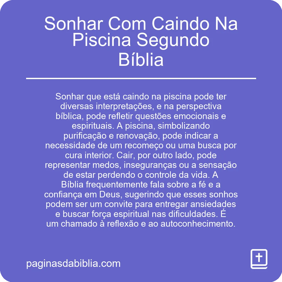 Sonhar Com Caindo Na Piscina Segundo Bíblia