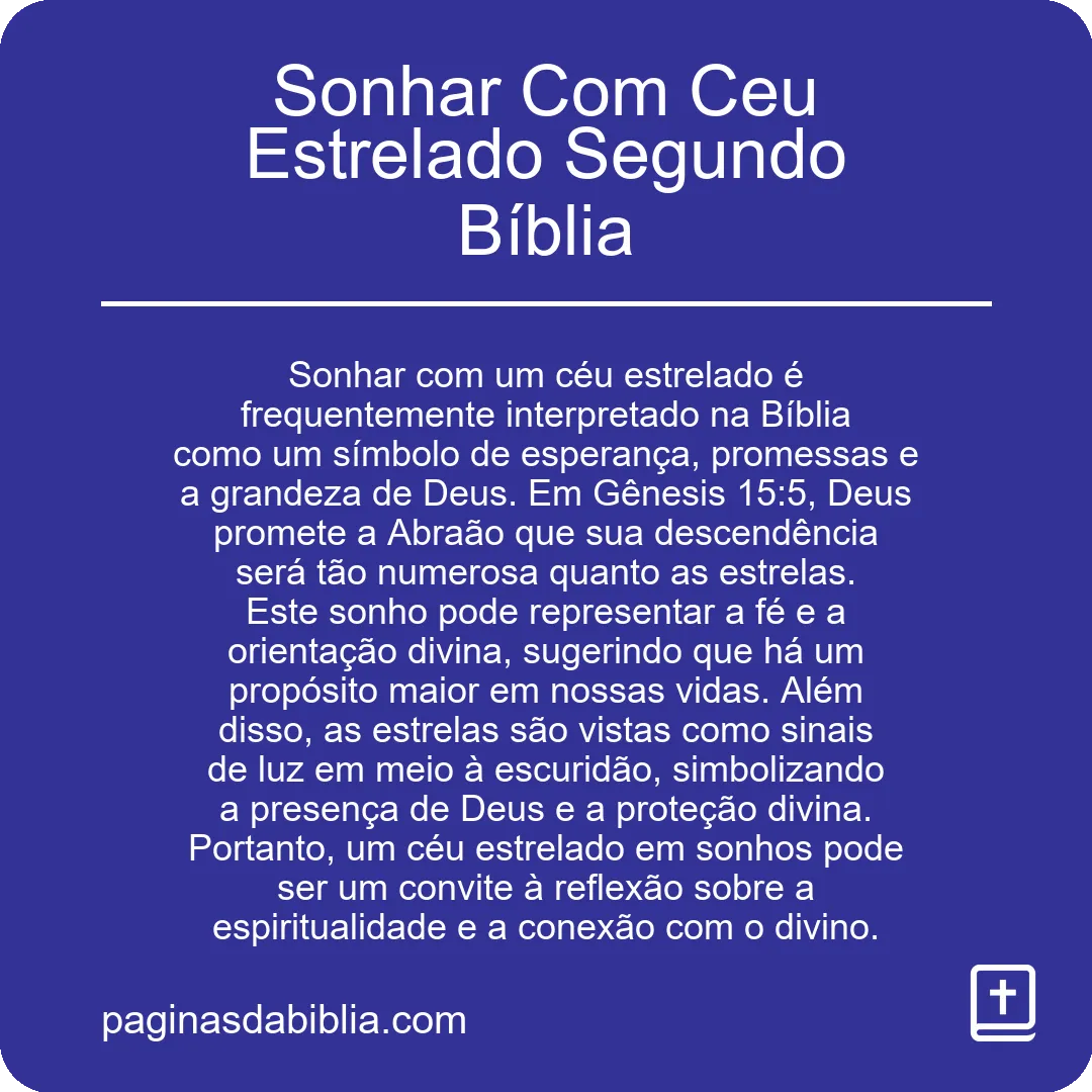 Sonhar Com Ceu Estrelado Segundo Bíblia