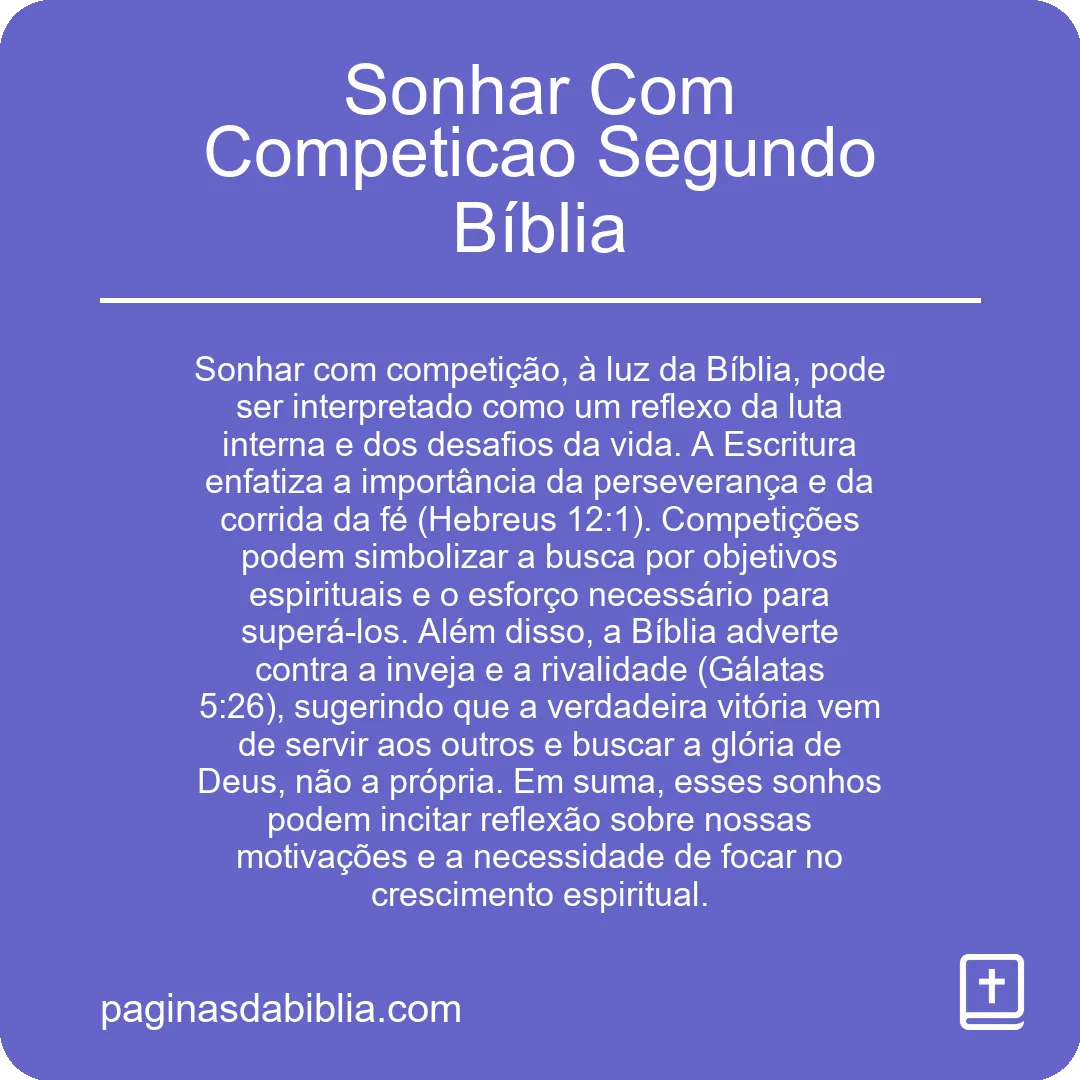 Sonhar Com Competicao Segundo Bíblia