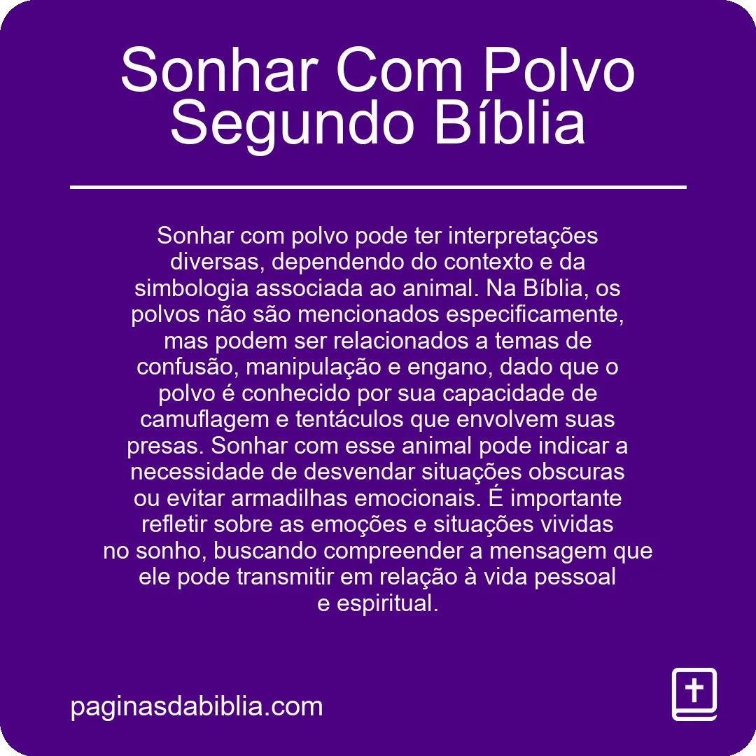 Sonhar Com Polvo Segundo Bíblia