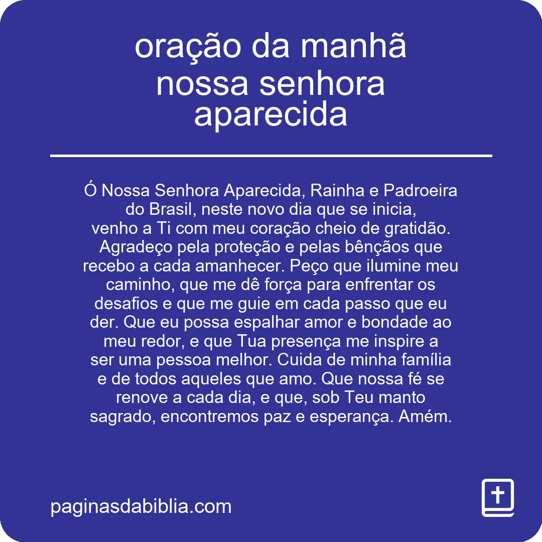 oração da manhã nossa senhora aparecida