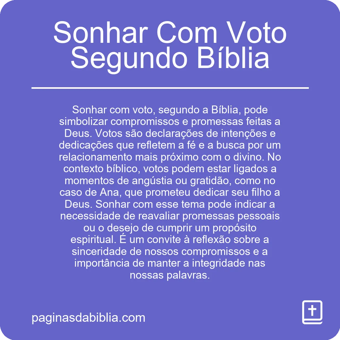 Sonhar Com Voto Segundo Bíblia