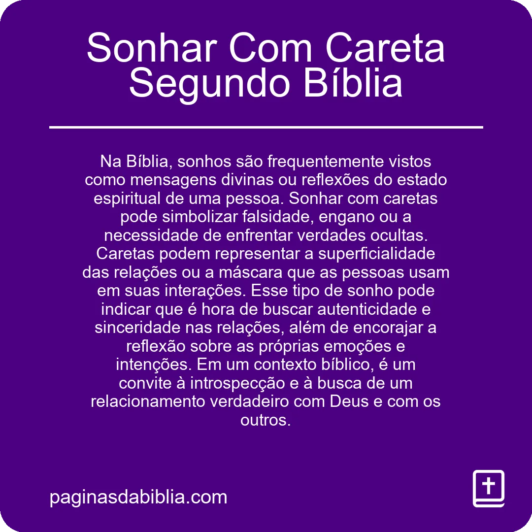 Sonhar Com Careta Segundo Bíblia