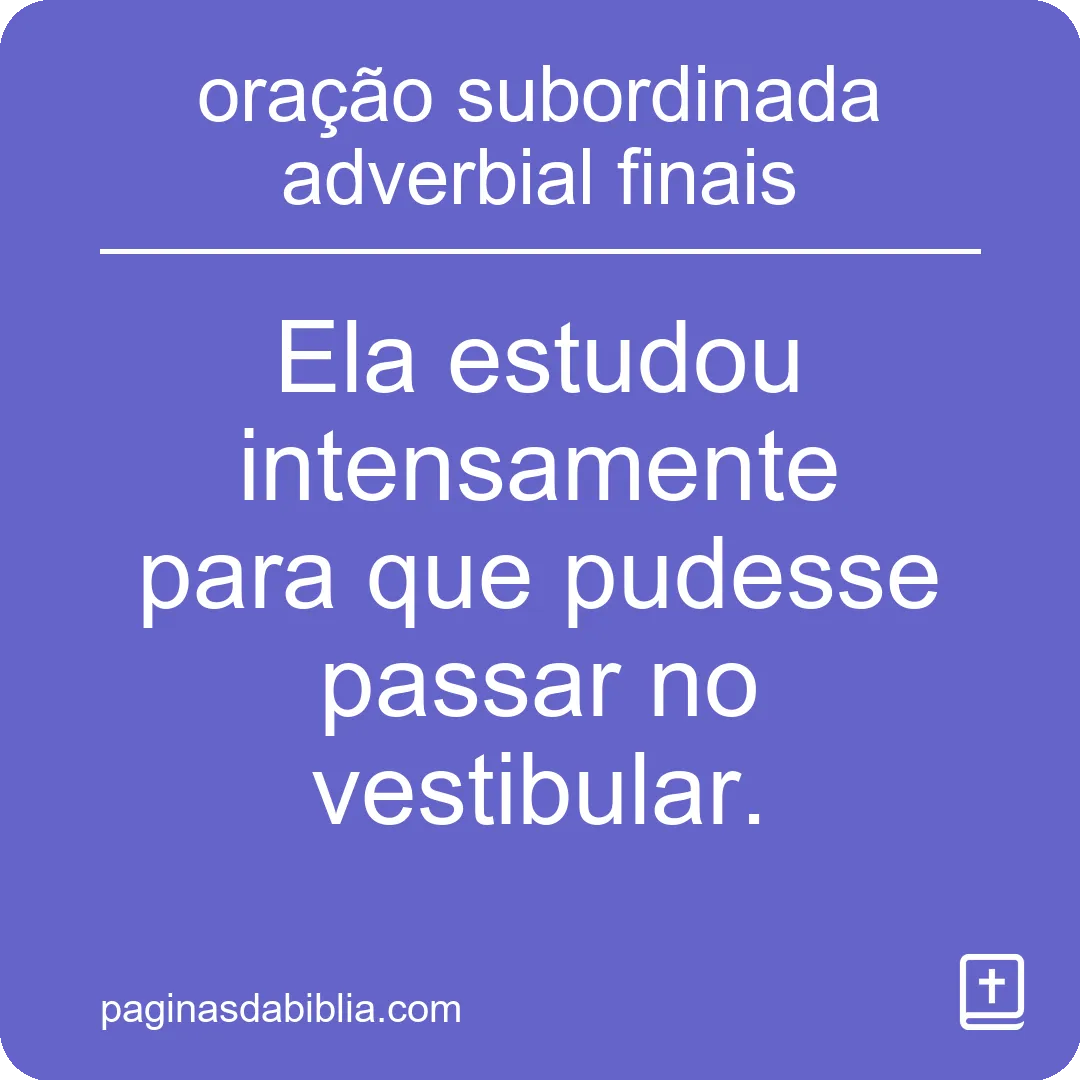 oração subordinada adverbial finais