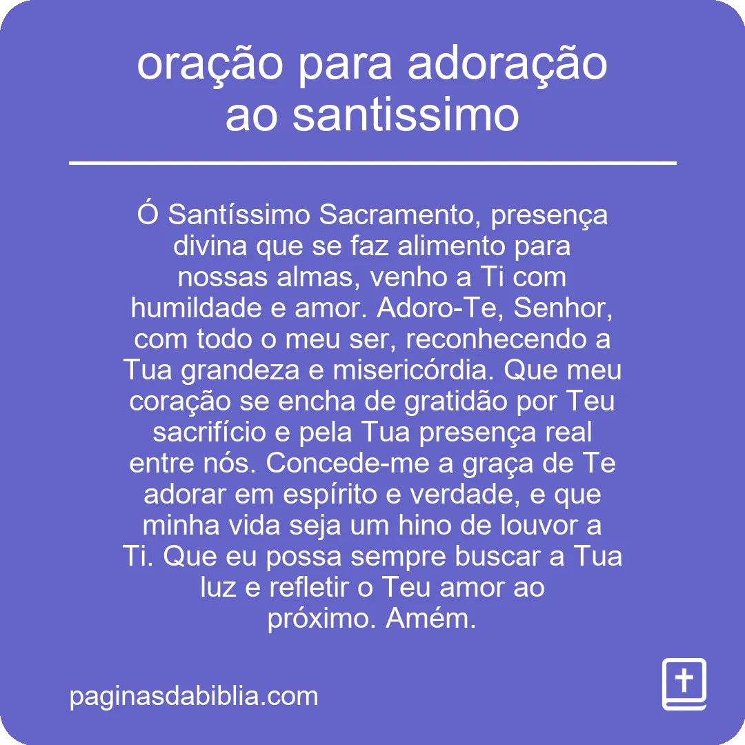 oração para adoração ao santissimo