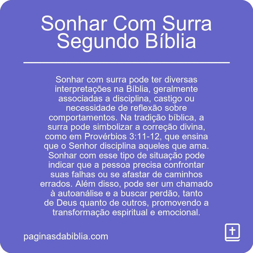 Sonhar Com Surra Segundo Bíblia