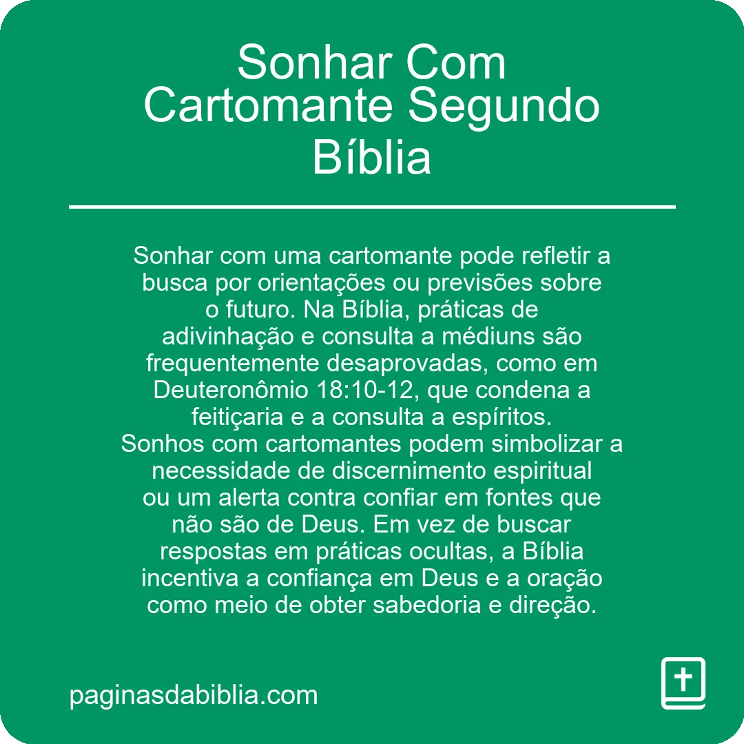 Sonhar Com Cartomante Segundo Bíblia