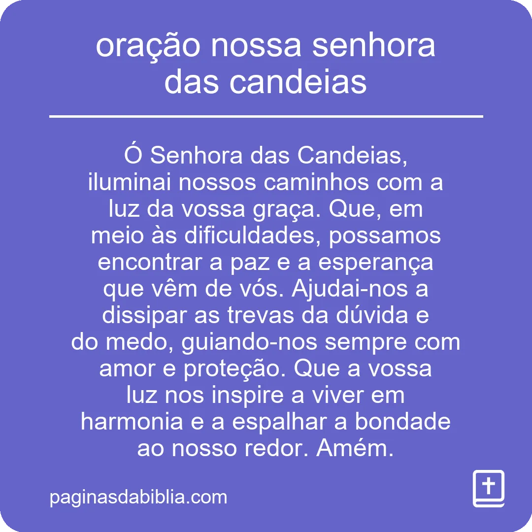 oração nossa senhora das candeias